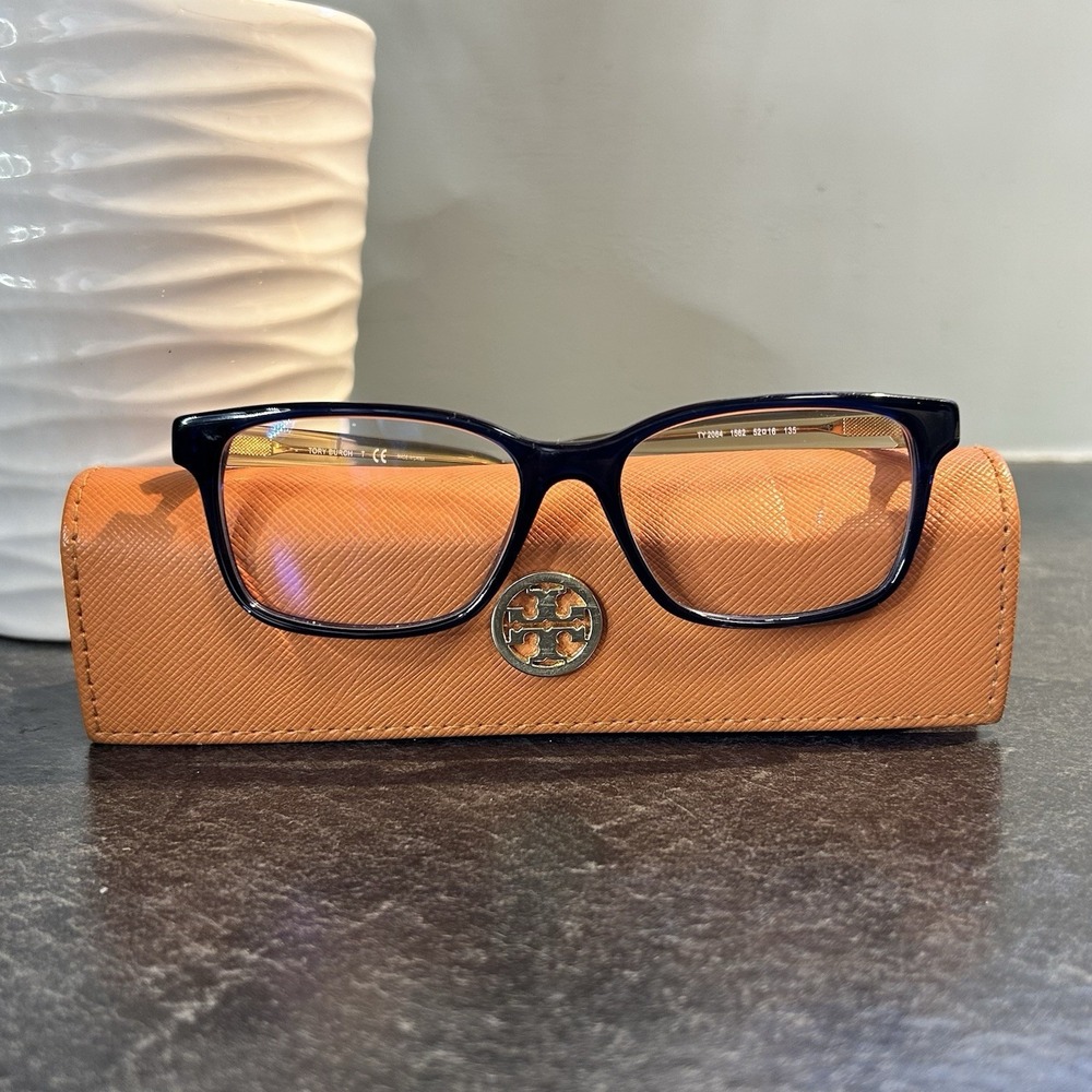 Tory Burch Black Frame Eyeglasses with Tan Logo Case